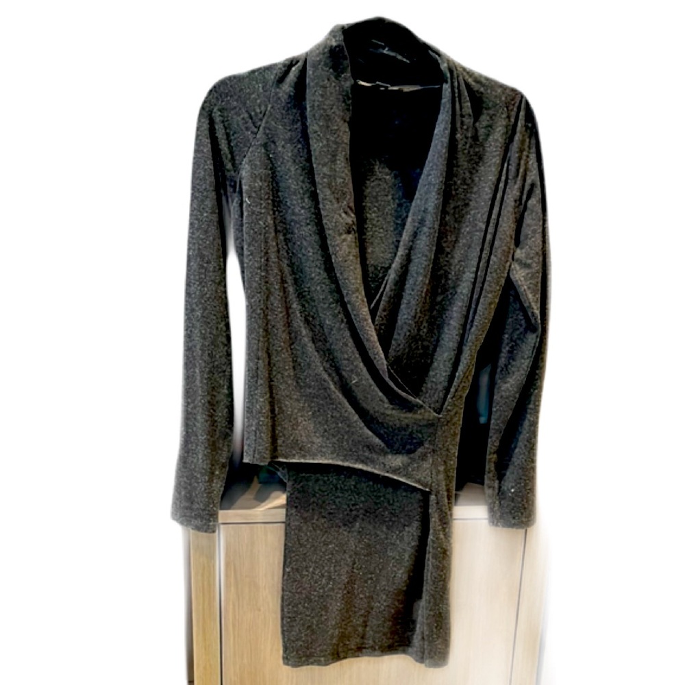 All Saints Gray Long Sleeve Cowl Neck Cocktail Dress